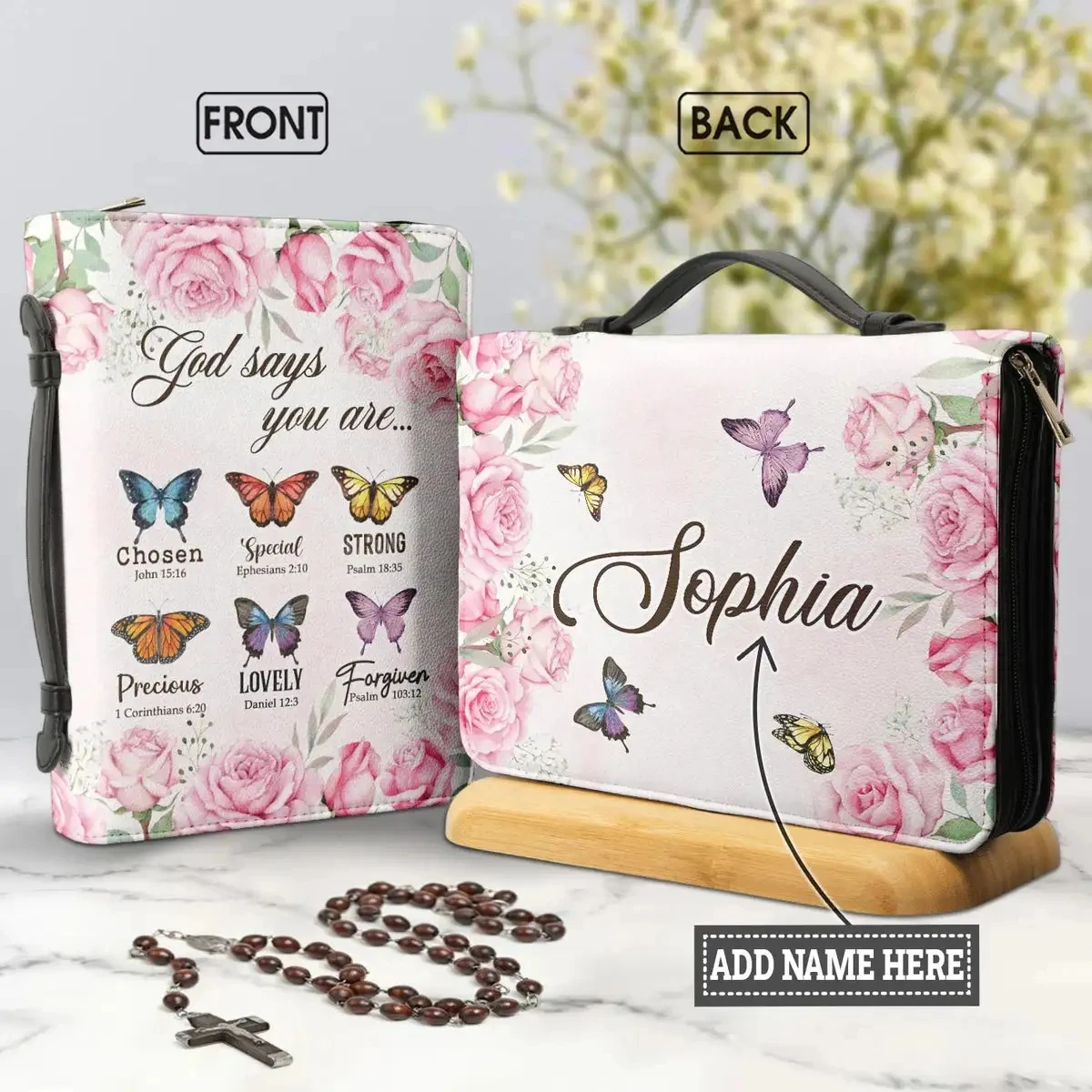 Customized Name Bible Pack Leather Zipper Personalized Name Bible Carry Bag Unisex Church Protection Bags Add Your Name Gifts