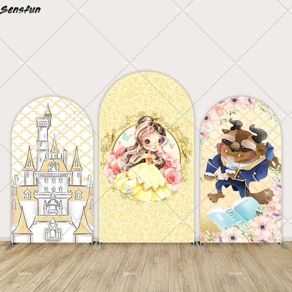 Princess Castle Arch Backdrop Chiara Wall Party Banner Baby Beauty and the Beast Arched Wall Cover for Stand Baby Shower Decor