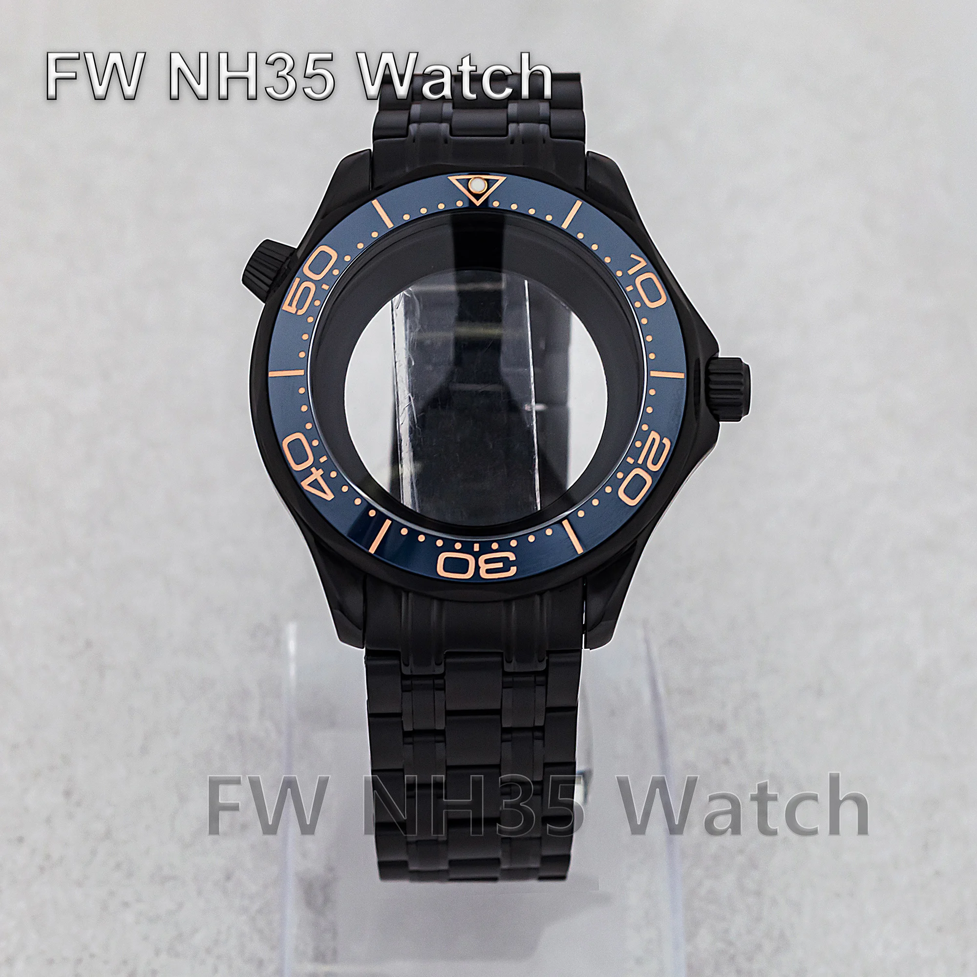 NH35 Case Stainless Steel Strap Ceramic Bezel Water Resistant 41mm Case for Seamaster 300 Watch Parts Fit NH35/NH36 Movement