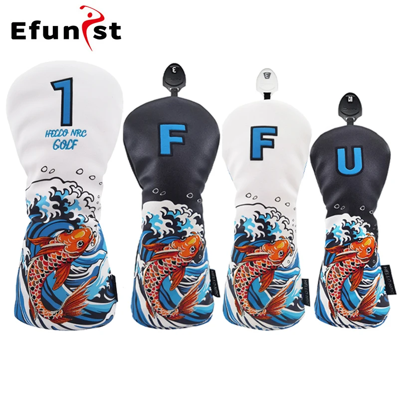 أغطية نوادي الجولف من الجلد الصناعي ، نمط كوي ، سائق ممر ، هجين ، مقاوم للماء ، واقي رأس ، ناعم ، متين ، خشب