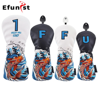 Golf Wood Cover Koi Pattern Driver Fairway Hybrid Waterproof Protector Head Cover PU Leather Soft Durable Golf Club Covers