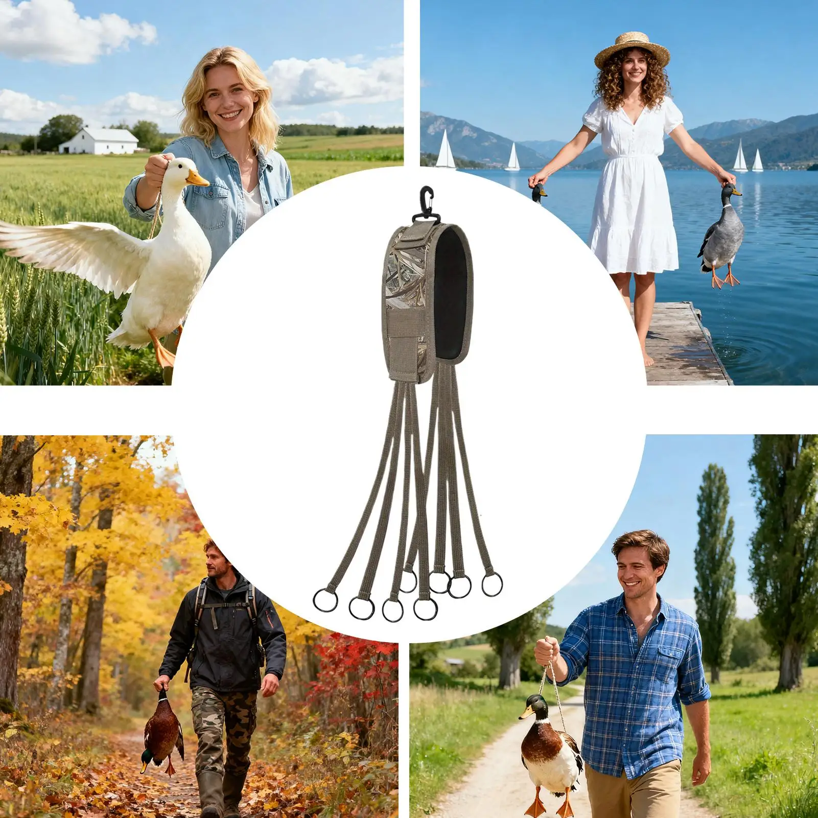 

Нескользящий ремешок для похудения с 8 кольцами, легкий охотничий стрингер для домашних животных для лагеря для поплавки с водой Wild Avian Geese