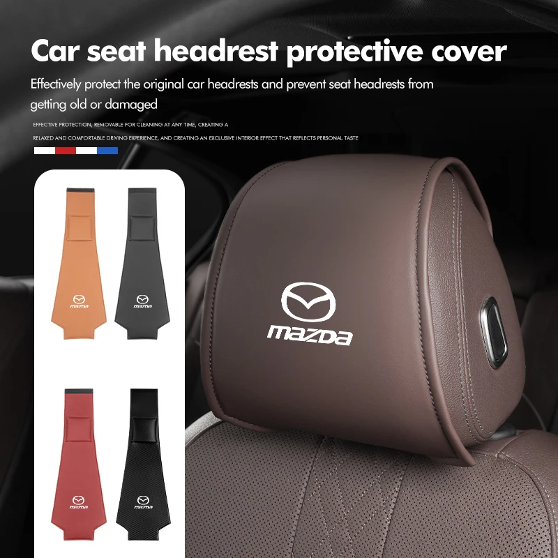 Car Headrest Cover Auto Head Pillow Pillowcase Car Sticker  For Mazda 6 3 CX5 5 2 323 CX7 Demio Atenza Axela MX30 CX30 CX3