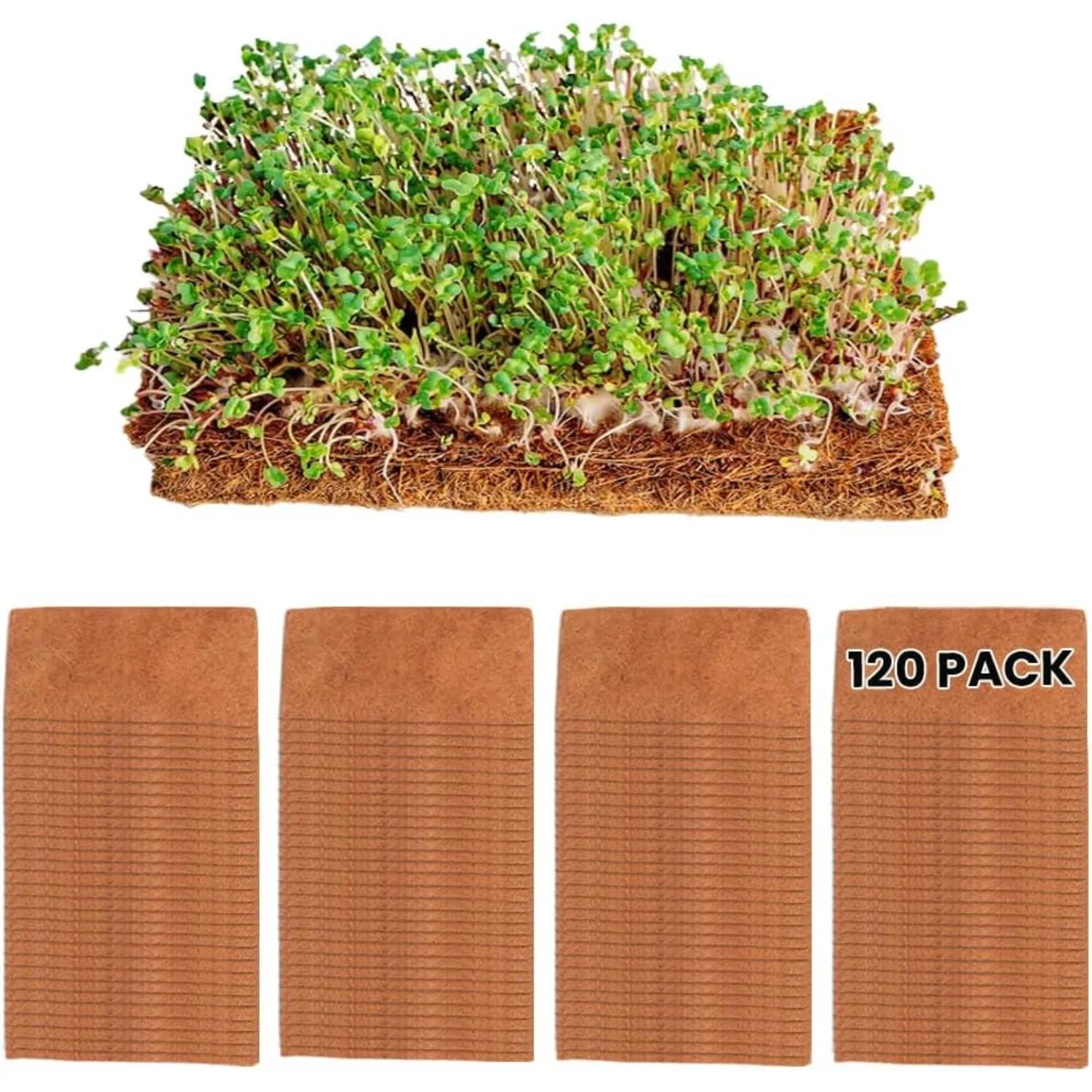 

Envelor Coco Grow Mat for Microgreen Seedlings Trays Hydroponic Bulk Growing Pads Sprouting Tray Coconut Fiber Seed 120 Pack