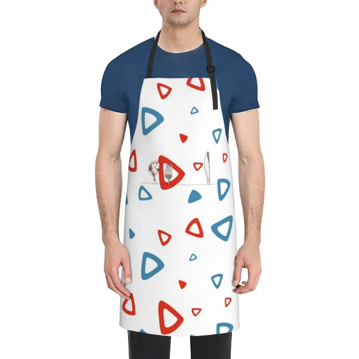 

90s Blue and Red Triangle Pattern Apron Woman Kitchens Kitchen Things And For Home Apron