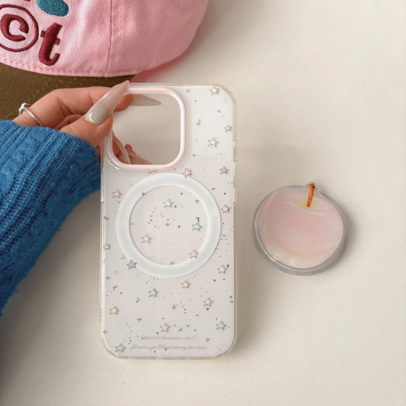 

Colorful Magnetic Star Apple Phone Case Suitable foriPhone16/15PROApple Stand14Cartoon Anti-drop17