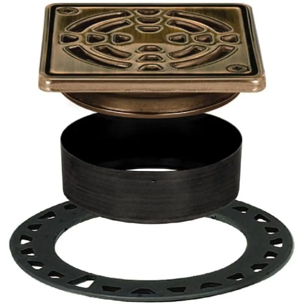 

Classic Shower Grate Kit with Integrated Slope for Tile Showers - 4 Square, Oil-Rubbed Bronze