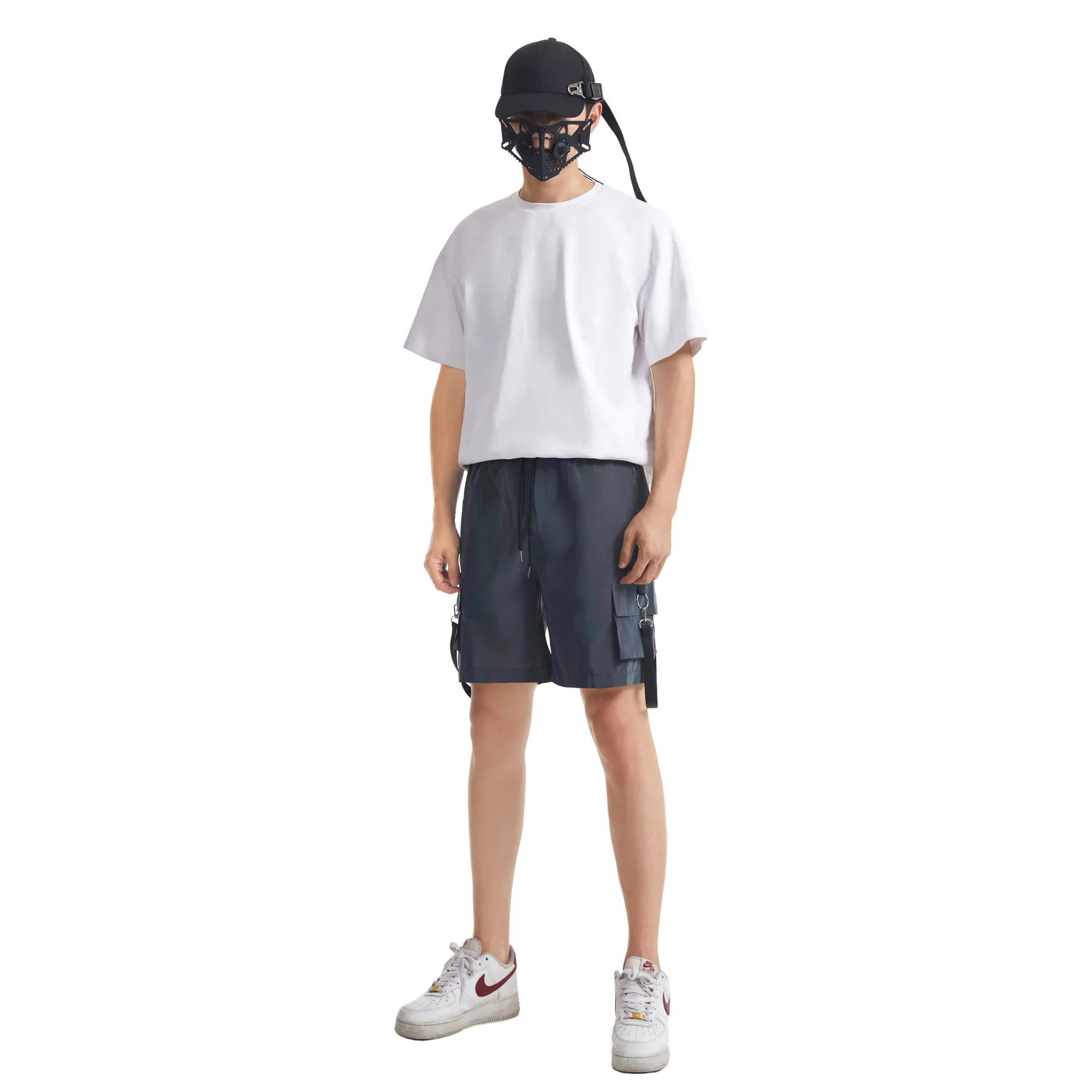 Pantalones cortos Cargo reflectantes de verano para hombre, ropa de calle Hip Hop, estilo callejero euroamericano, pantalones informales holgados de pierna recta de cinco puntos