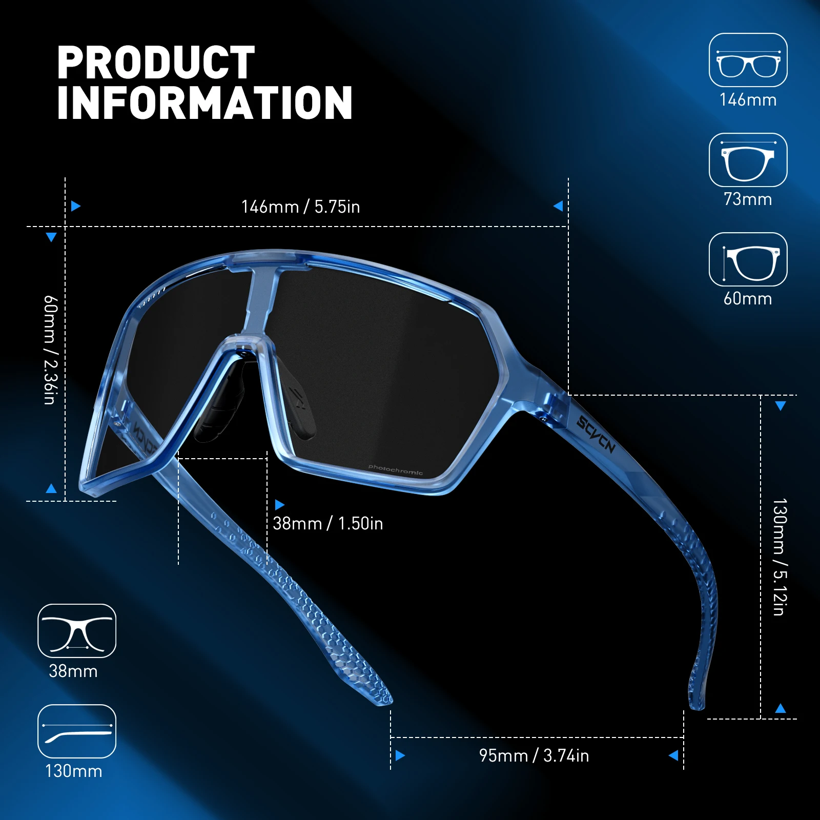 SCVCN fotochromowe okulary przeciwsłoneczne moda kolarstwo Outdoor Sports okulary rowerowe męskie MTB okulary wędkarskie okulary gogle rowerowe — zdjęcie 7