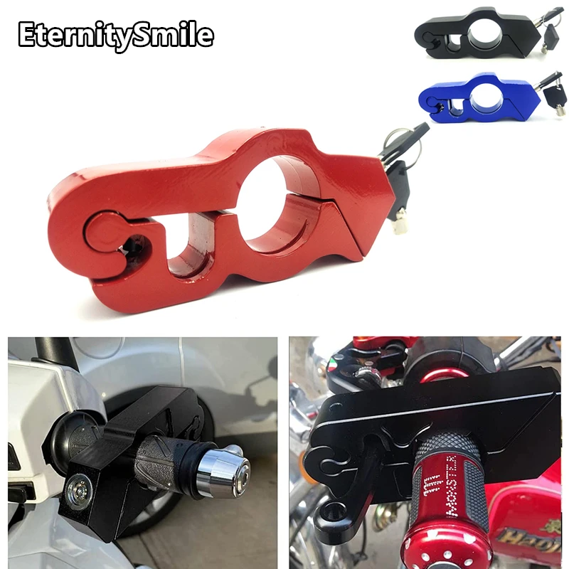 

Motorcycle Modified Handlebar Lock Helmet Anti-theft Lock Electric Vehicle Dirt Bikes Aluminum Alloy Handlebar Fixed Horn Lock