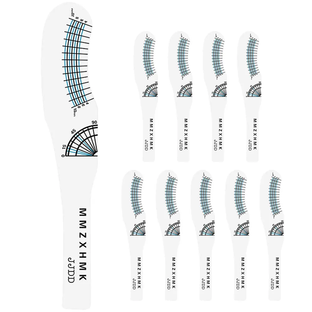 

10pcs Eyelash Measuring Paper Lash Length Curling Degree Ruler Reusable Durable Precise Lash Ruler Card For Eyelash Extensions