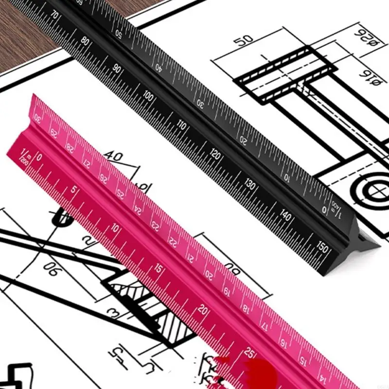 Measuring Ruler 320mm Triangular Scale Tool With Precise Engraved Gradations In Three Stylish Color