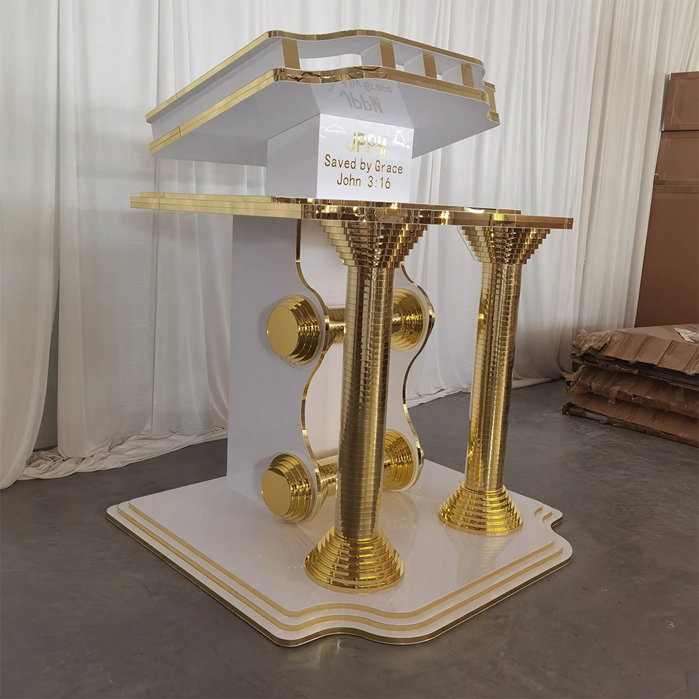 Acrylic Lectern Podium Easy Assembly Detachable Clear Acrylic Wedding officiate Lectern Church Led Acrylic Podium