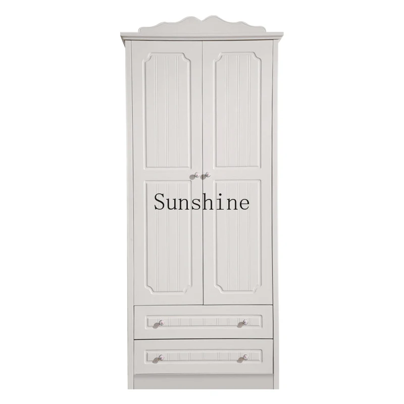

All solid wood wardrobe simple door Korean bedroom small apartment corner storage
