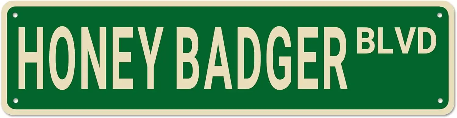 Honey Badger BLVD Street Sign, Honey Badger Decor Honey Badger Lover Gift, Funny Wall Decor for Home/Farmhouse/Man Cave, Quality