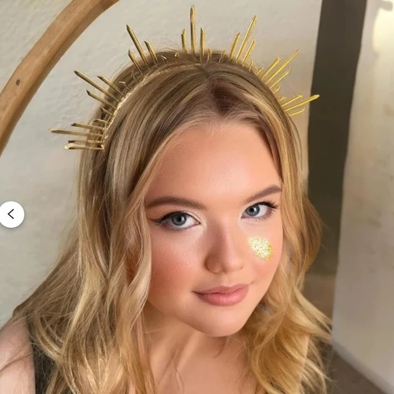 Oplichtende Sunburst Goddess Crown Festival zendspoel - Burning Man accessoire - Festival Sun Halo Crown kostuum Crown hoofdband