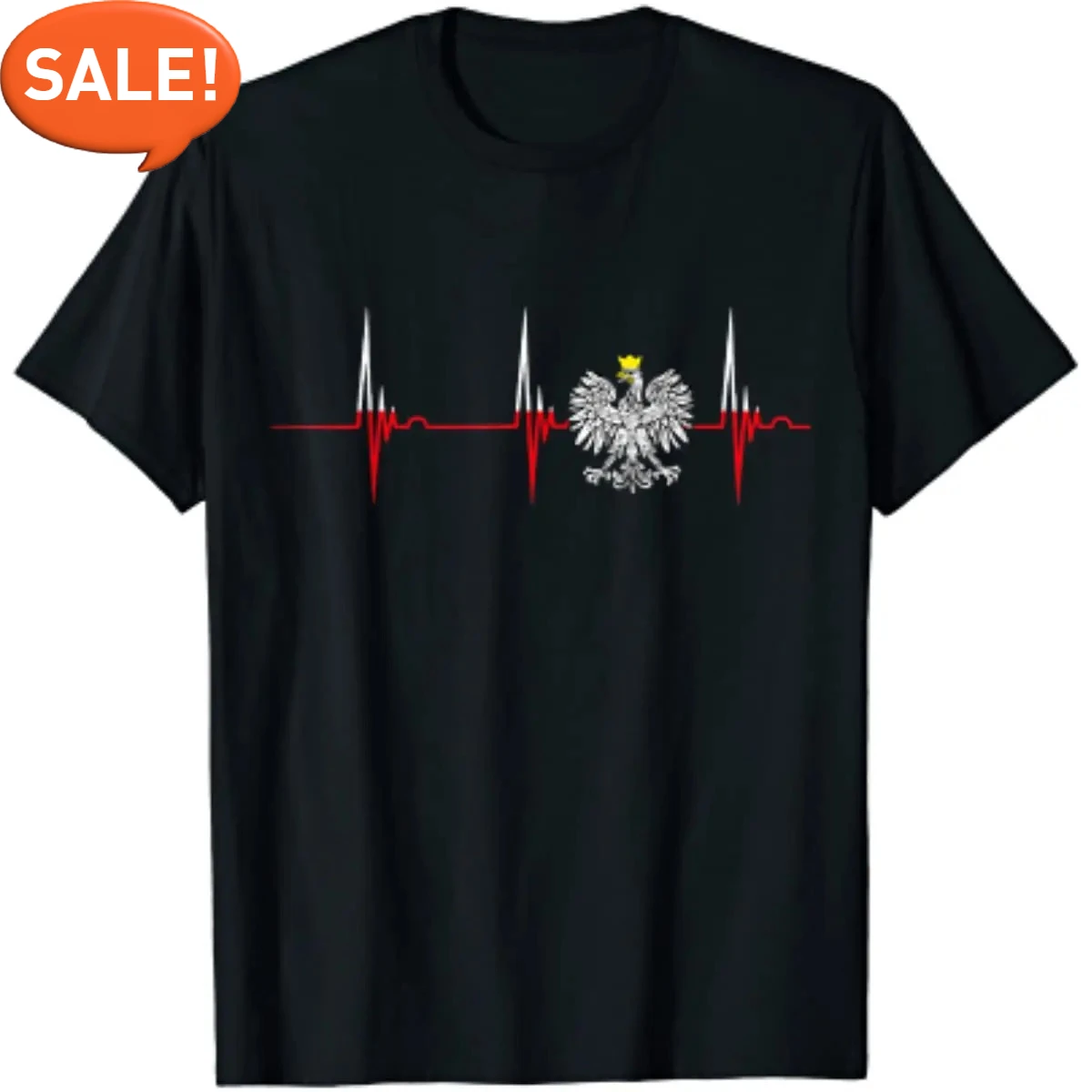 

Polska Eagle Polish Heartbeat T-Shirt 100% Cotton O-Neck Short Sleeve Summer Casual Mens T-shirt Streetwear