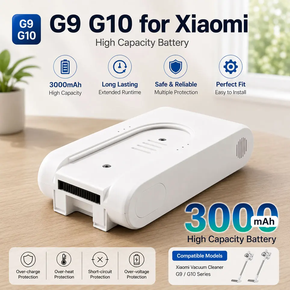 Akku kompatibel mit Xiaomi, Mijia und Dreame G10, 25,2V 3500mAh Lithium-Ionen-Staubsauger-Akku