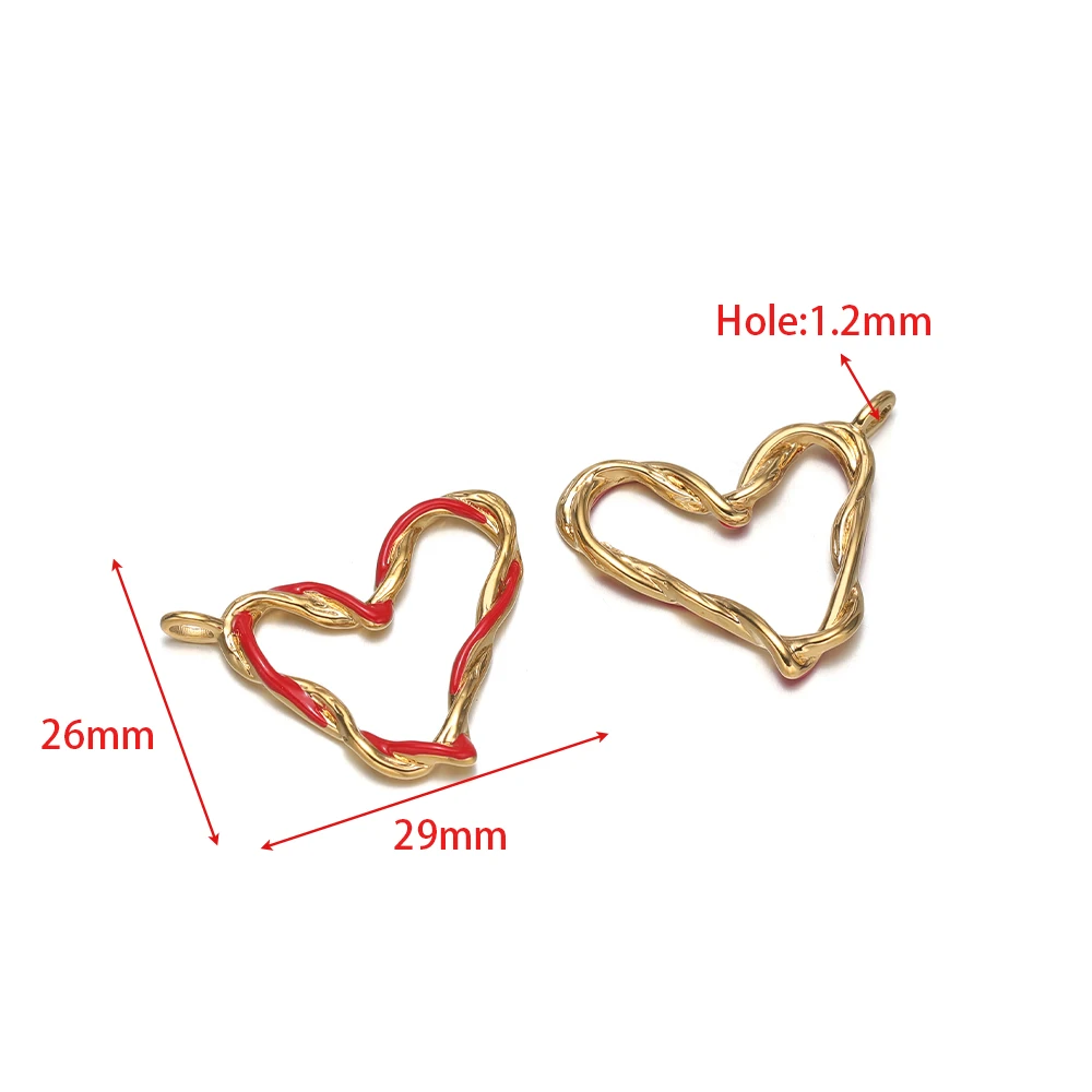 4 Stück Edelstahl-Drahtanhänger mit emaillierten Herzanhängern für Halsketten, Ohrringe, Armbänder, Zubehör für DIY-Schmuckherstellung für Frauen – Detail 1