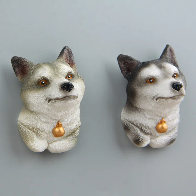 Imitowane zwierzęta Welsh Corgi Pembroke Shiba Inu mały dzwonek pies figurki dekoracja domu magnes na lodówkę naklejki modele zabawki