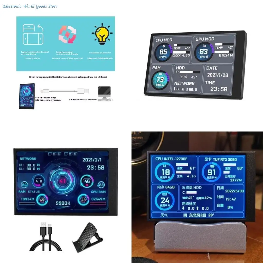 A3PD Portable Mini Monitor with Type C Port For Double Screen Display Setups