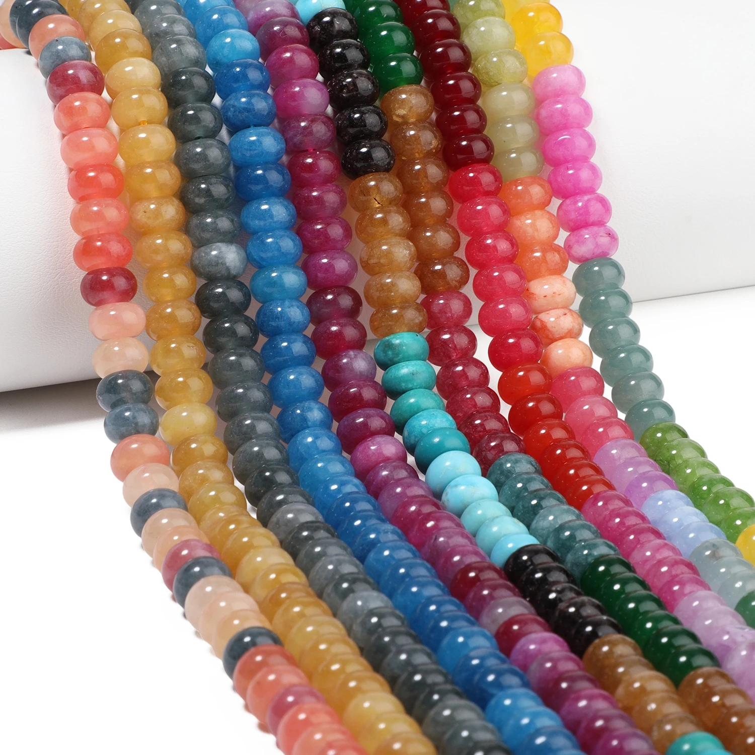 Wholesale 8x5mm Abacus Shape Beads Mix Strung Jade Stone Beads For Jewelry Making Diy Bracelet Beading Accessories