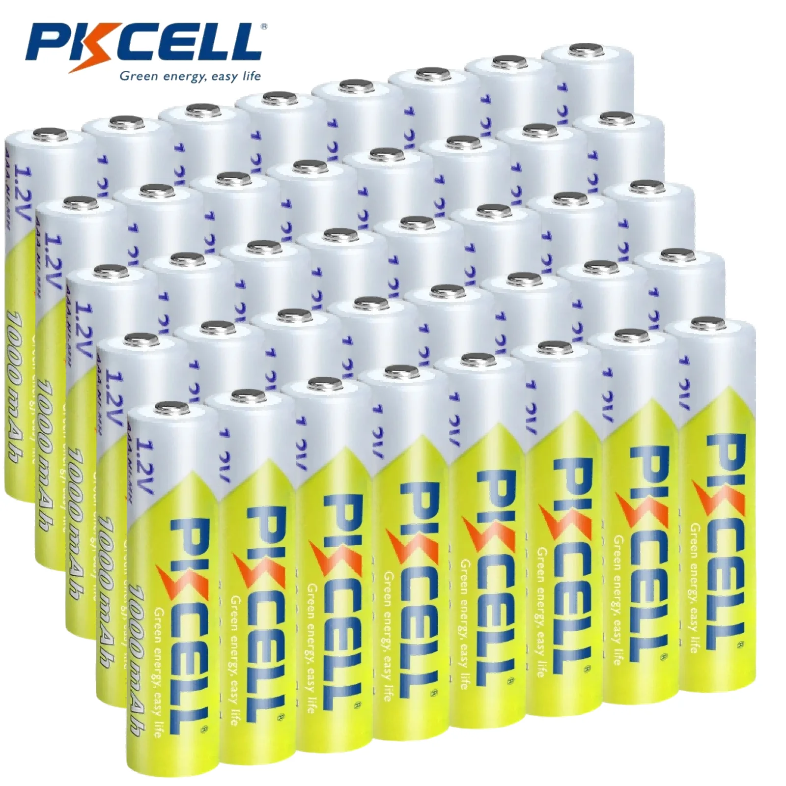 40PCS PKCELL High Power Rechargeable AAA Batteries Pre-Charged 1000mAh Ni-MH Triple A Batteries With Long-Lasting