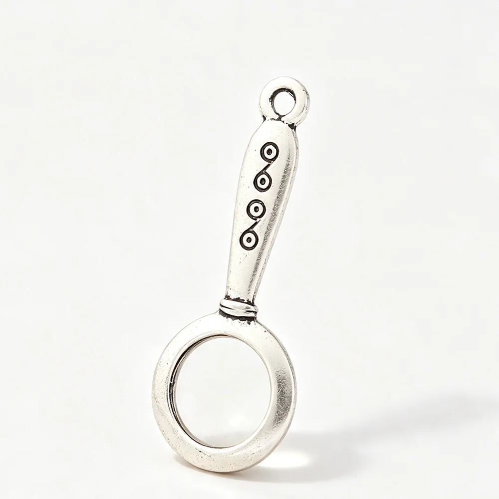 Vintage Silver Color Mini Magnifying Glass Charms Fit DIY Pendants Jewelry Making Accessories , 10PCS