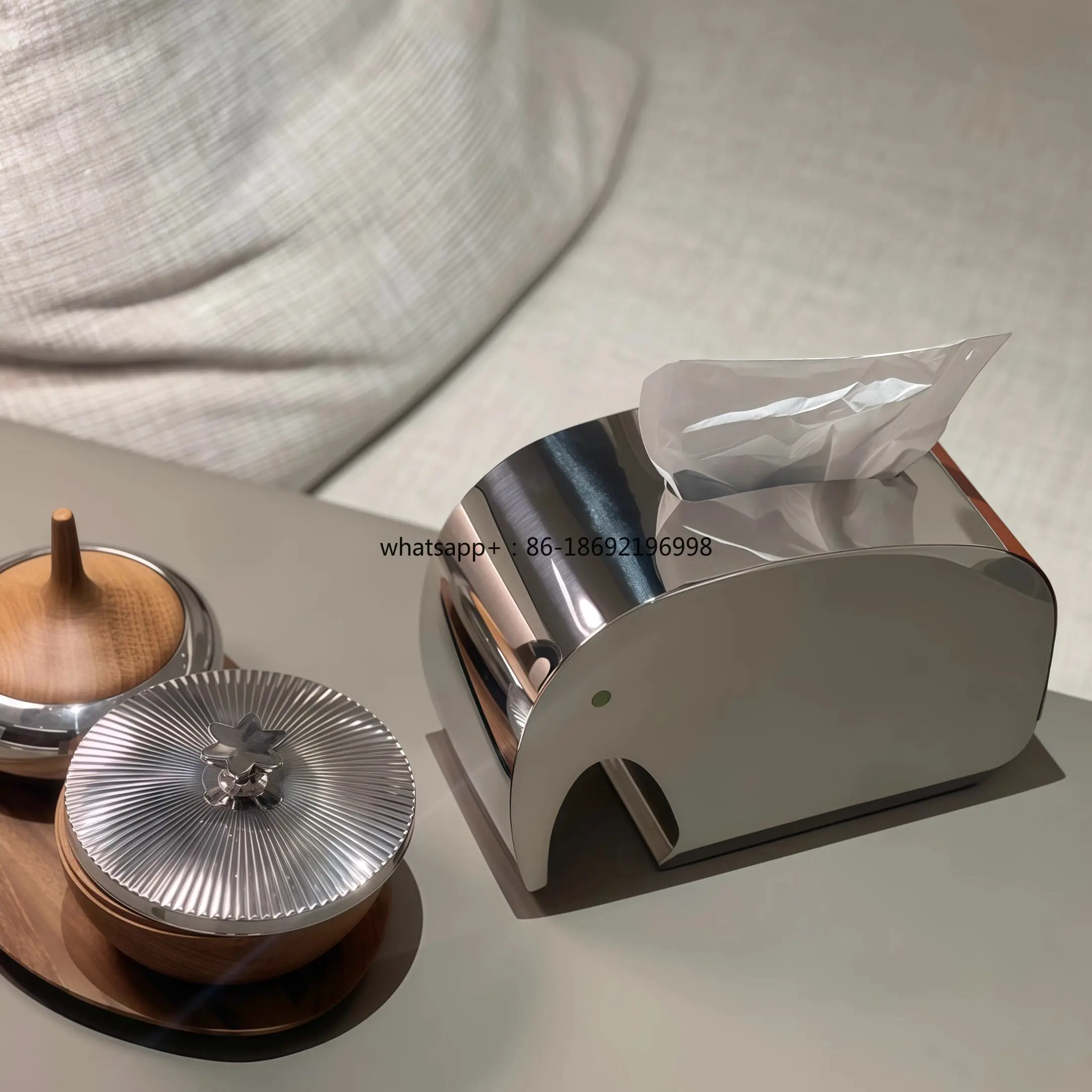 Stainless Steel Jixiang Tissue Box Creative Desktop Storage Living Room Pumping Carton High-grade Light Luxury High-grade