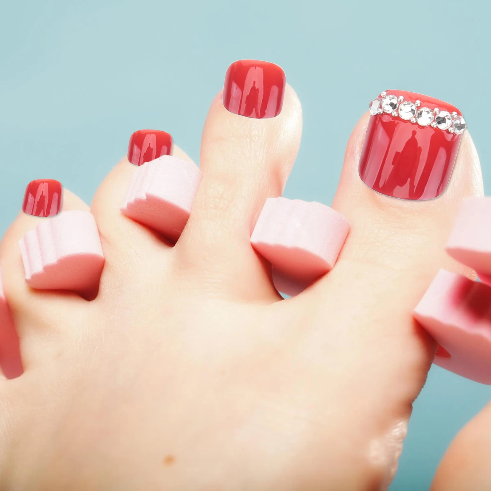 

/Set 2Sets Wine Red Artificial Toenails Tips Natural Fake Nails Full Cover False Toe Nails For Women Girls Durable No Smell