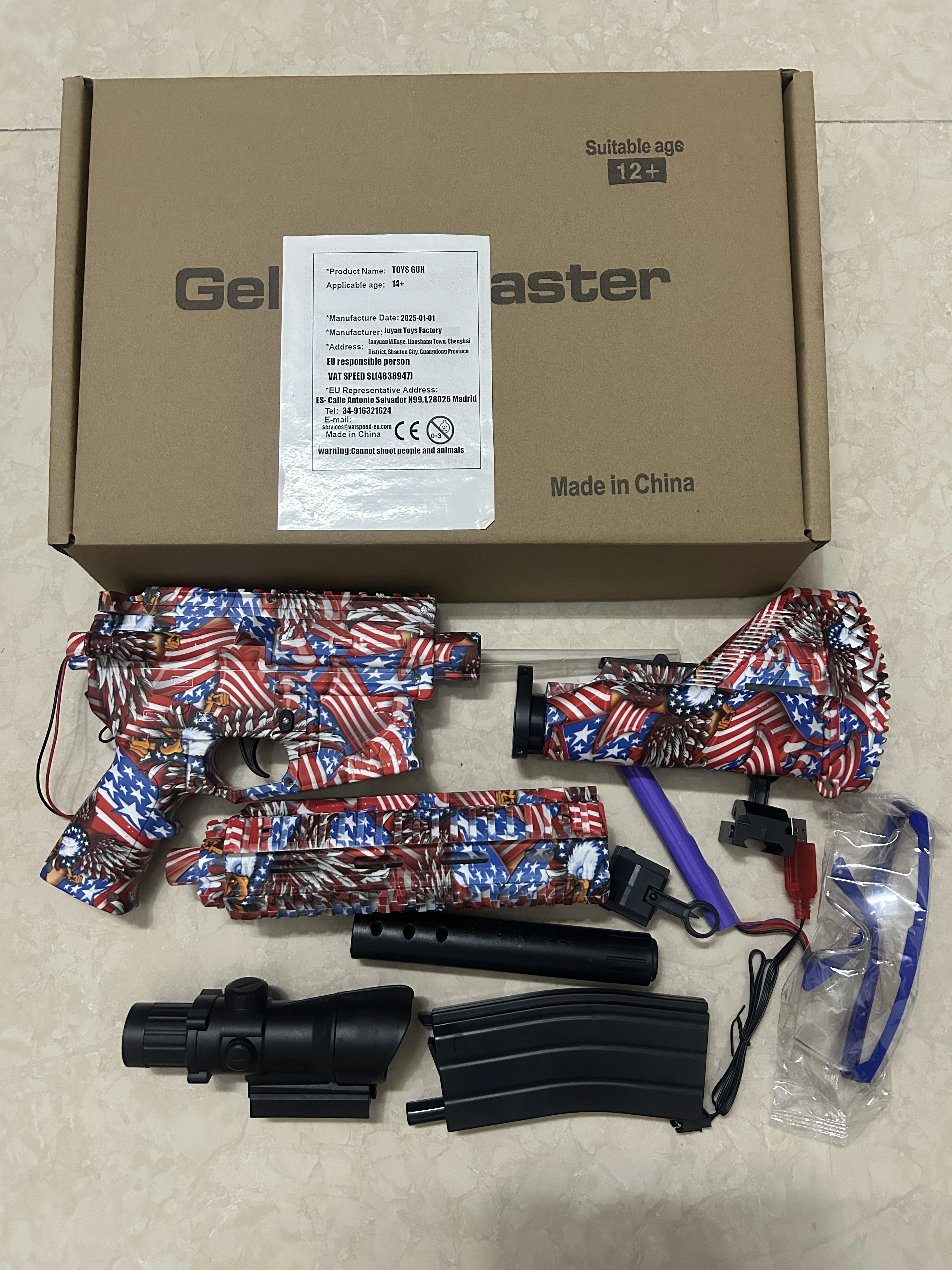 2025 New Model M416 Automatic and Manual Gel Ball Toy Gun 7.4V High-Speed Firing with USB Charging Cable and Target Holiday Gift