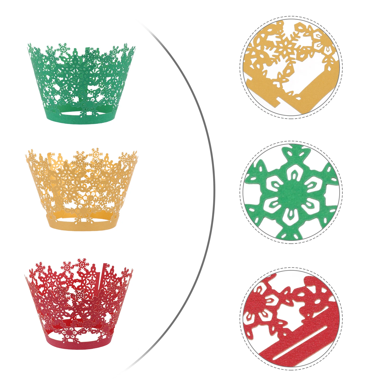 

36pcs Cake Border Christmas Wrapper Paper Cups Muffin Liners Hollow Out Pattern Cupcake Wrapping Dessert Bake Ware