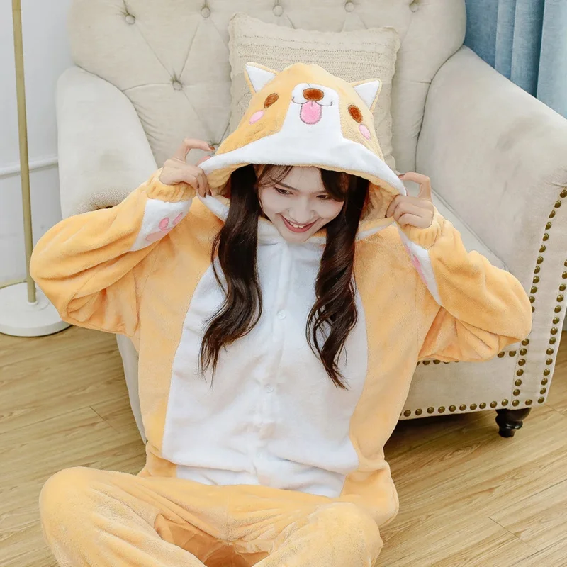A 002 Bear House Funny Onesies Corgi Kigurumi Adults Husky Women Men Anime Pajama Flannel Cartoon Dog Cosplay Onsi New 2025 I8I9