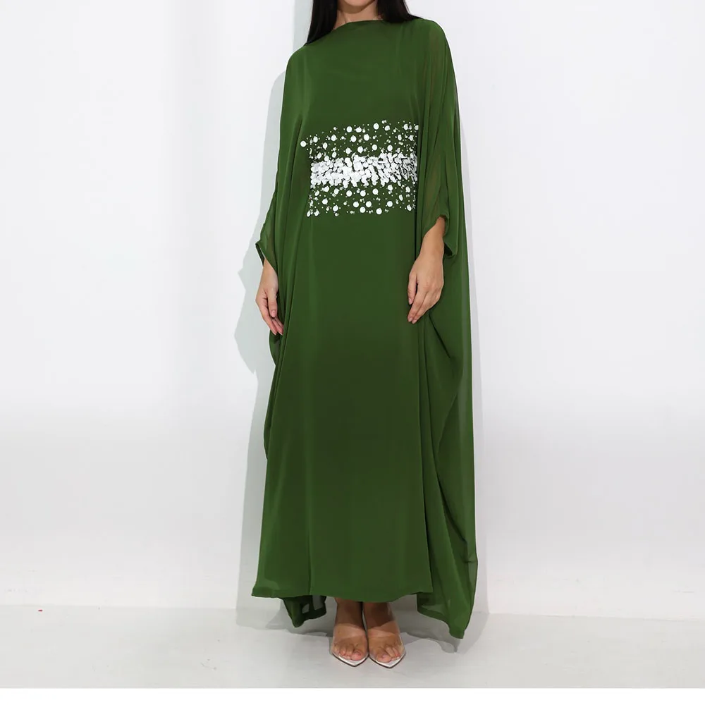 

Customized A-Line Prom Dresses Ankle-Length High-Neck Full Sleeve Evening Gown Fashion Sequined Simple Draped Party Gown