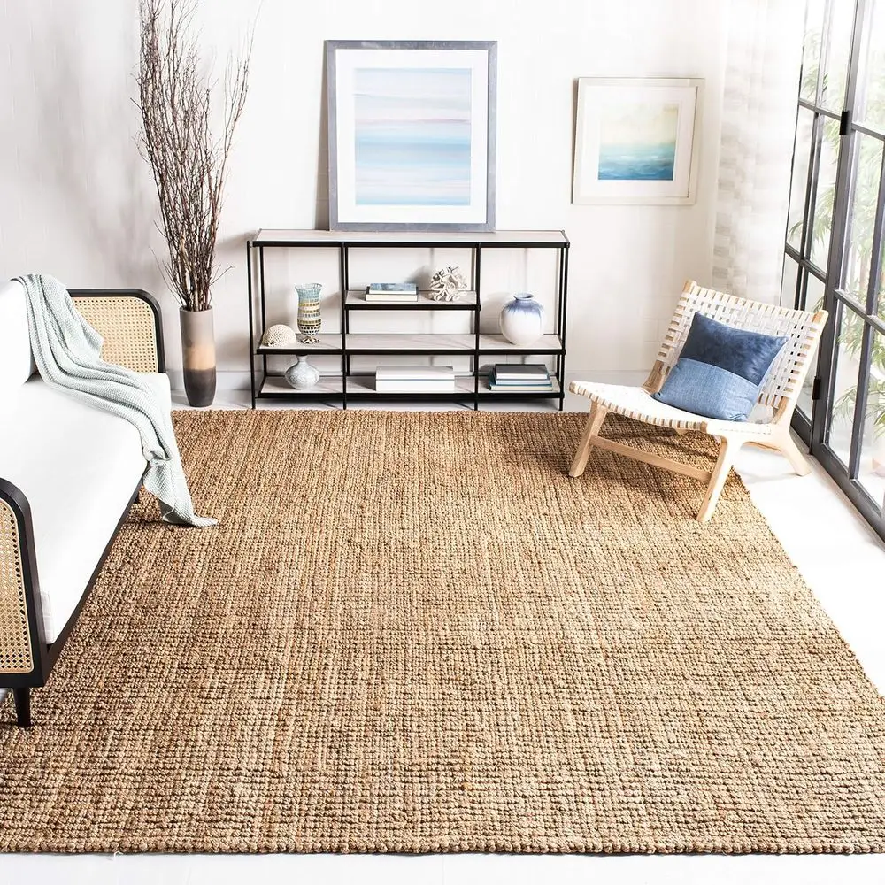

Area Rug 9x12 - Natural Fiber Collection - Large - Natural Brown, Handmade Jute, Farmhouse Style, Chunky Textured Thick Pile