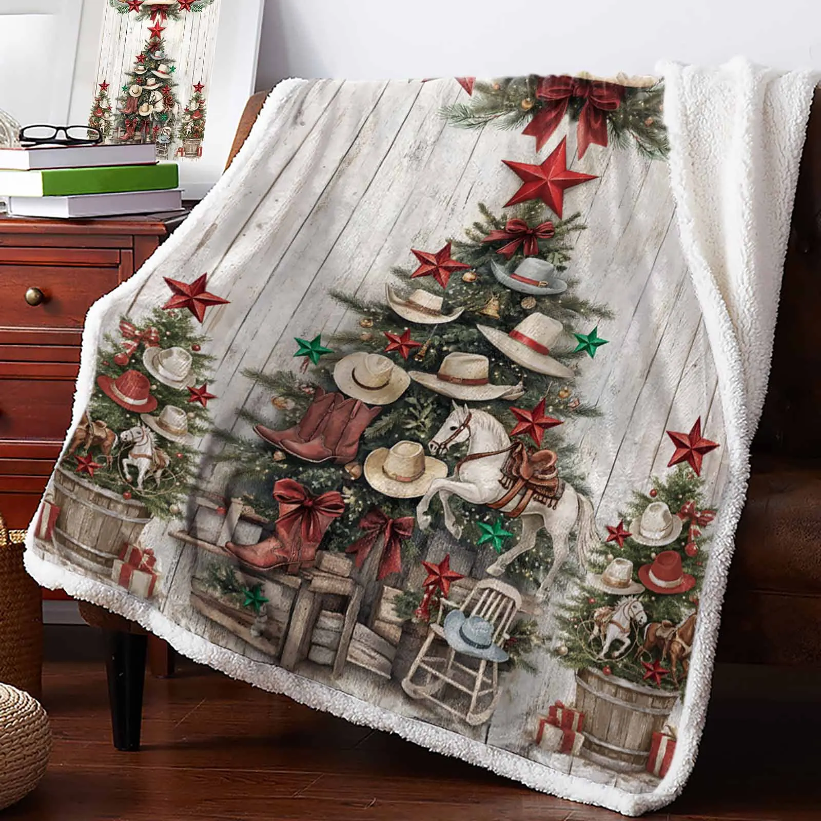 

Christmas And Winter In The West Cashmere Blanket Warm Winter Soft Throw Blankets For Beds Sofa Wool Blanket Bedspread