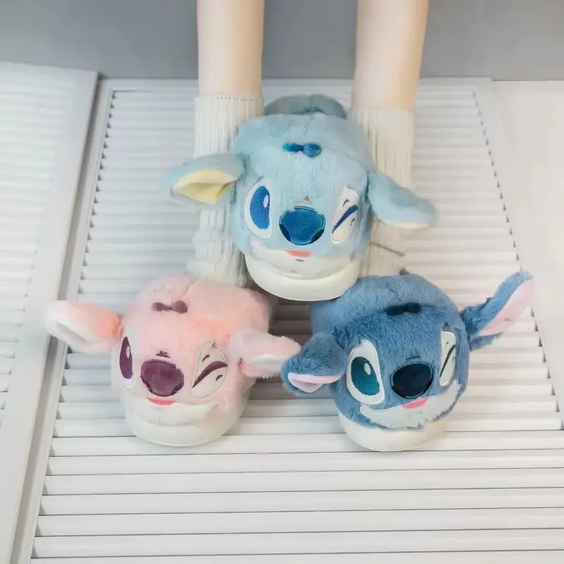 Neue Disney Cartoon Stich Plüsch Baumwolle Hausschuhe Dicke Warme Weiche Sohlen Winter Hause Hausschuhe Casual Bequeme Schuhe Geschenke