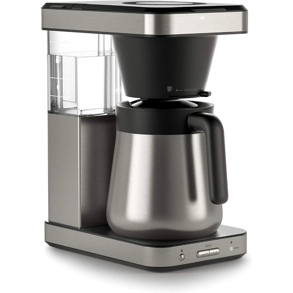 Coffee Maker, Brew 8 Cup Coffees Makers, Thermal, Auto Clean Function, Stainless Steel, Black,  Coffee Maker