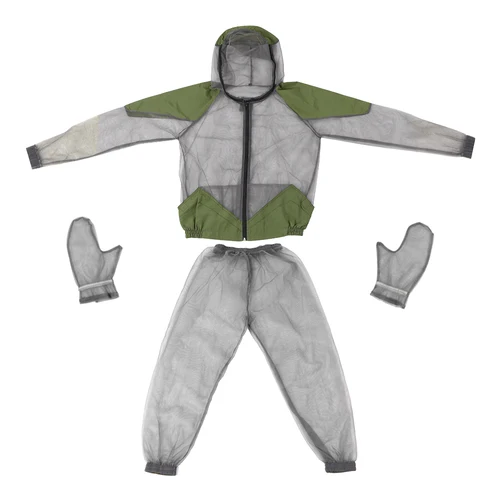 Imagen 2 del producto Traje repelente de mosquitos para exteriores, chaqueta de malla con capucha para pesca, Camping, camisa de malla protectora contra insectos, guantes y pantalones