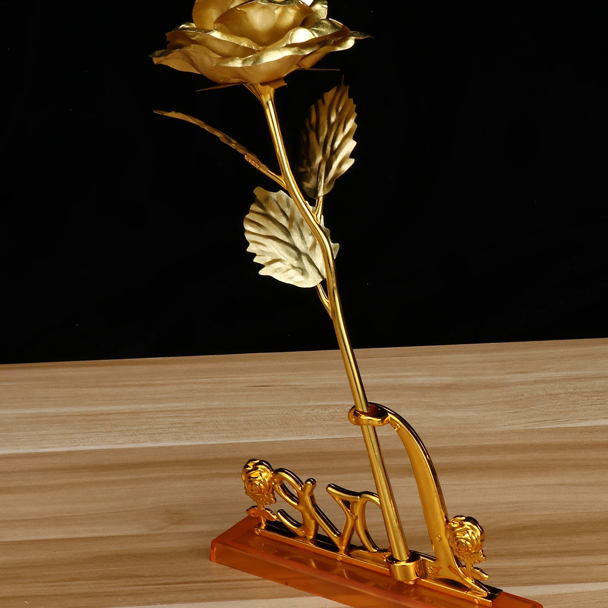 

Flower Decor 1Pc Romantic Alloy Rose Desktop nament for Home Office Party Bars Elegant Photo Prop Gifts