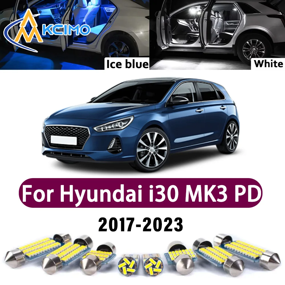 

High Lumen CANBUS Error Free LED Interior Light Kit For Hyundai i30 MK3 PD 2017-2023 Map Trunk Reading Dome Lamp Bulbs Set