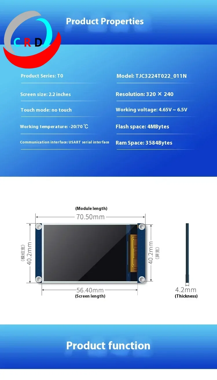 Tela serial inteligente USART HMI de 2,2 polegadas fonte GPU integrada módulo TFT LCD 240 * 320 display lcd diymore loja oficial