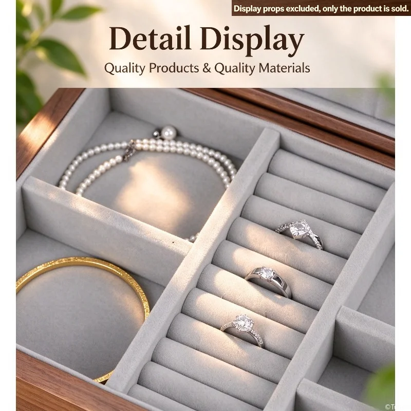 Walnut Jewelry Box, Large-Capacity Household Storage Box for Rings  Earrings, High-Grade Organizer for Gold Jewelry