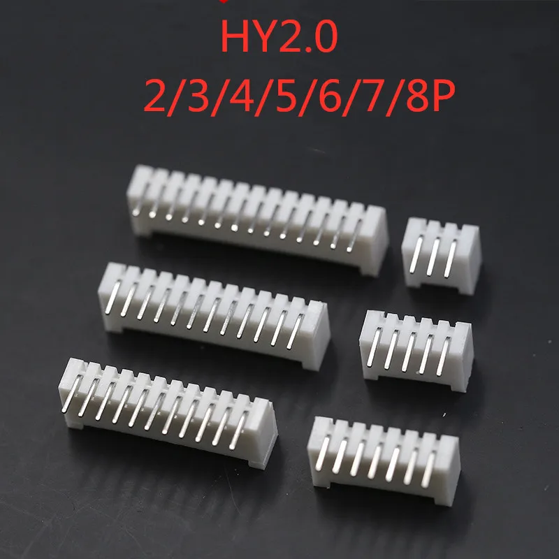 20PCS HY2.0 2.0mm Pitch Male Pin Header with Buckle Curved Needle Socket 2P 3P 4P 5P 6P 7P 8P for PCB Board