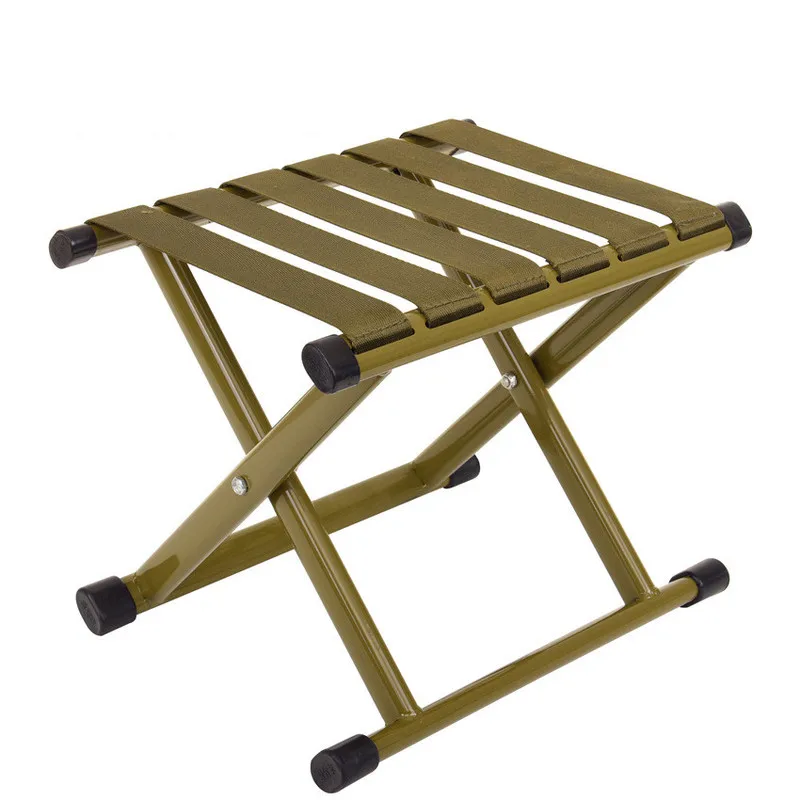 Silla plegable portátil para exteriores, taburete corto de pesca, tubo de acero grueso, estilo militar, ideal para acampar y viajar