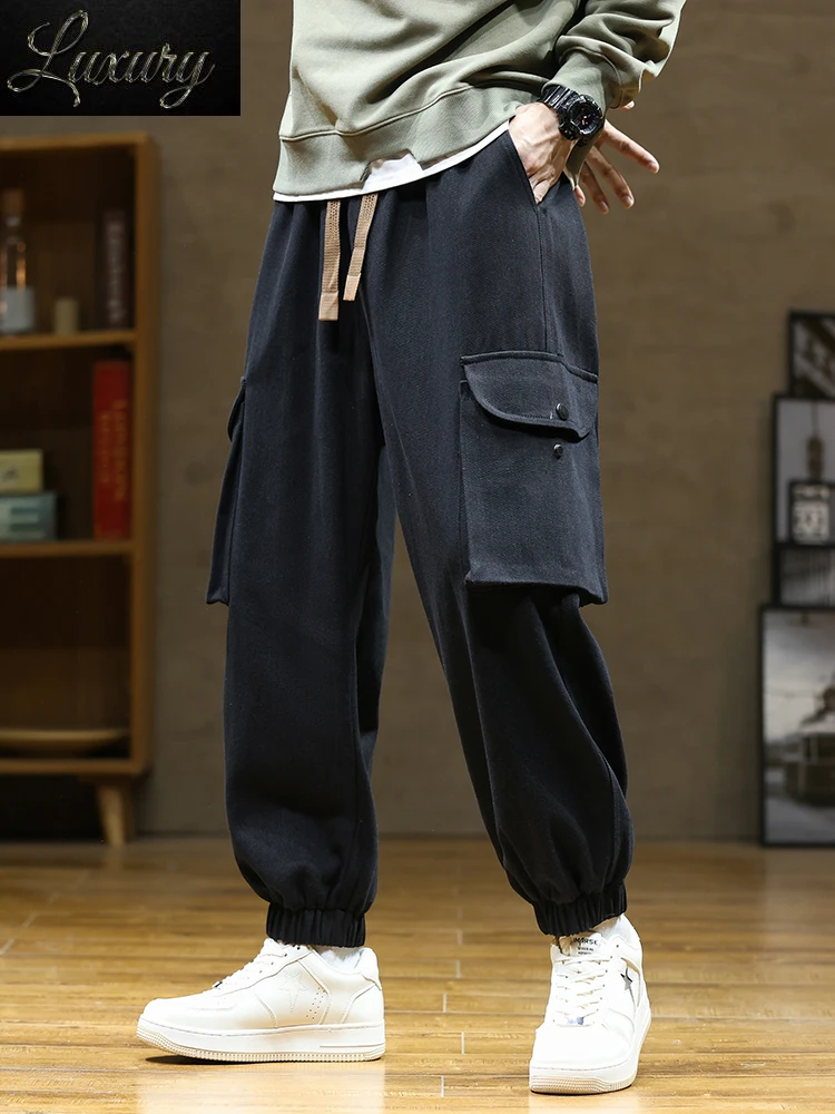 

2023 New Autumn Cargo Pants Men Multi-Pockets Streetwear Drawstring Baggy Jogger Cotton Casual Male Trousers Plus Size 8XL
