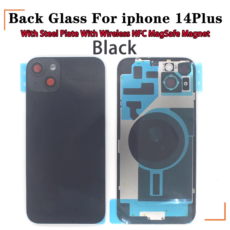 1pcs-5pcs Back Glass with Steel Plate with Wireless NFC MagSafe Magnet for IPhone 14 Plus Original Colour Rear Cover