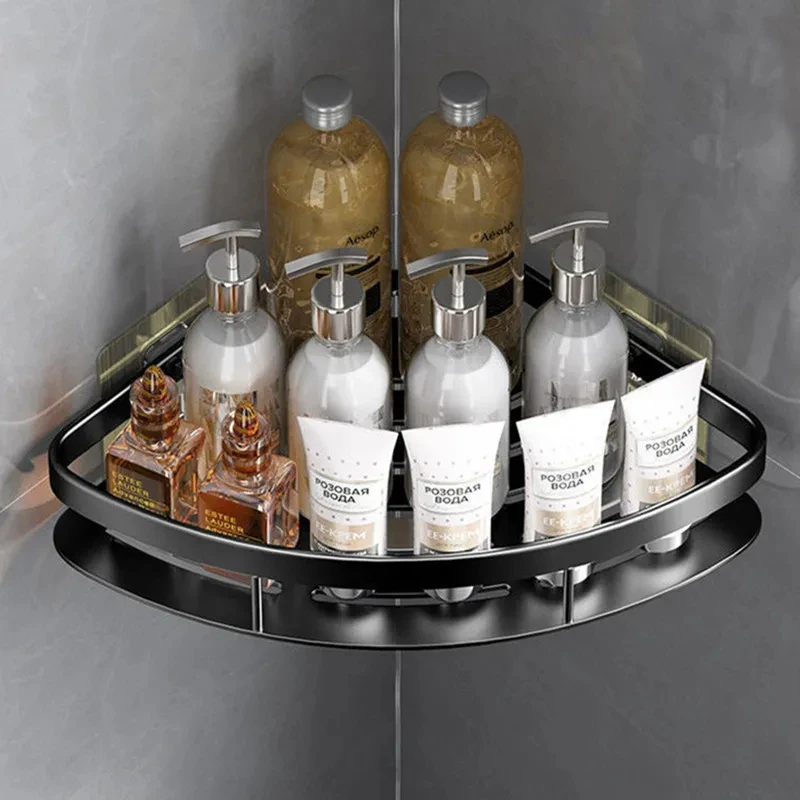 Alumínio Alloy Bathroom Shelf, Shampoo Rack, Makeup Storage Organizer, Shower Shelf, No Drill, Wall Corner Shelf, acessórios do banheiro