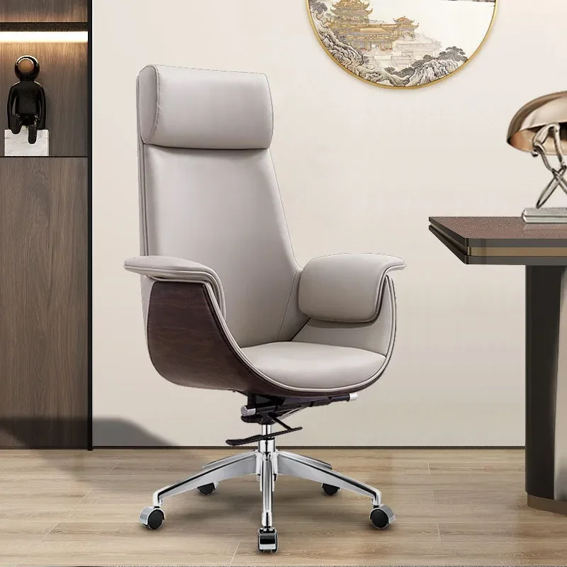 Italian Light Luxury Modern Swivel Office Chair Genuine Cowhide Computer Chair Comfortable Executive Boss General Manager