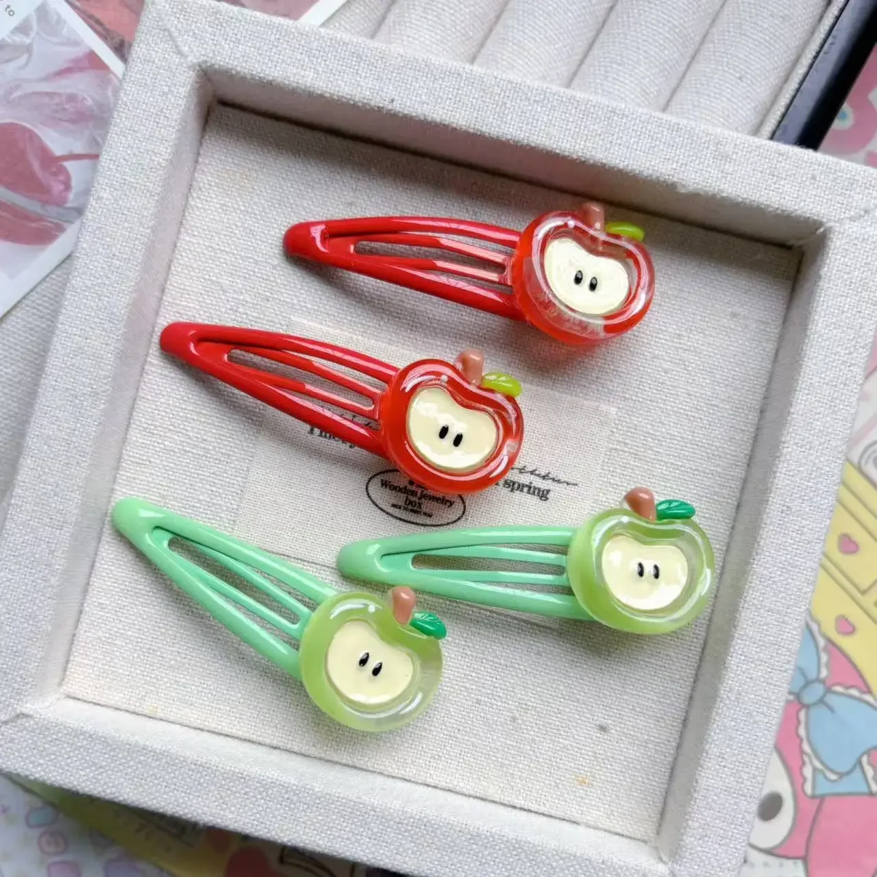 4pcs Cute Apple Simulated Fruit Hair Clips for Girls Sweet Side Hairpins Broken Hair Accessory BB Clip Ins Headwear 2025